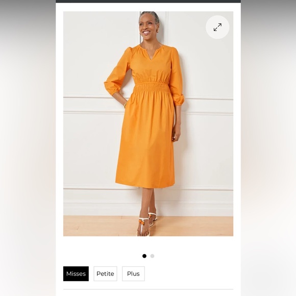 Talbots poplin smock waist midi dress - Picture 1 of 5